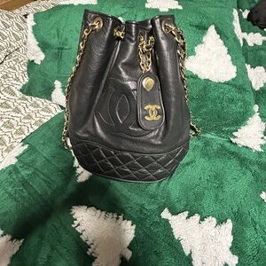 Chanel Chic Black Leather Bucket Bag